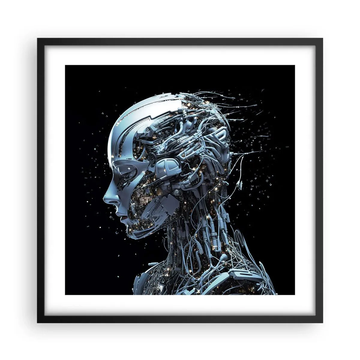 Pôster com moldura preta - A tecnologia é uma mulher - 50x50 cm