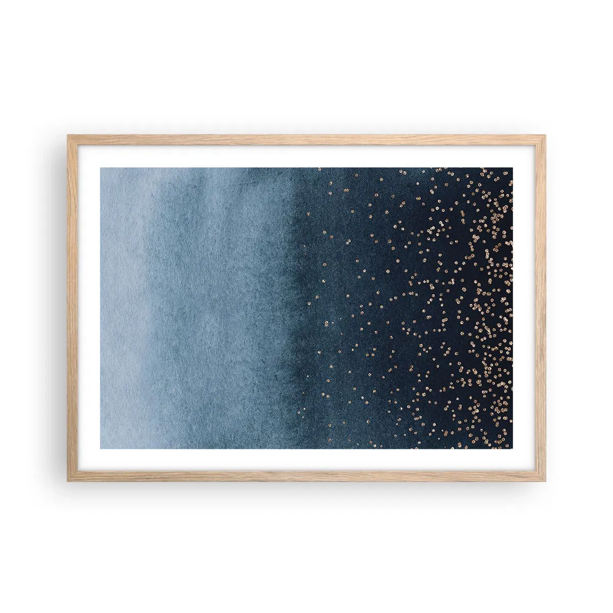 Pôster com moldura de carvalho claro - Composição – fases azuis - 70x50 cm