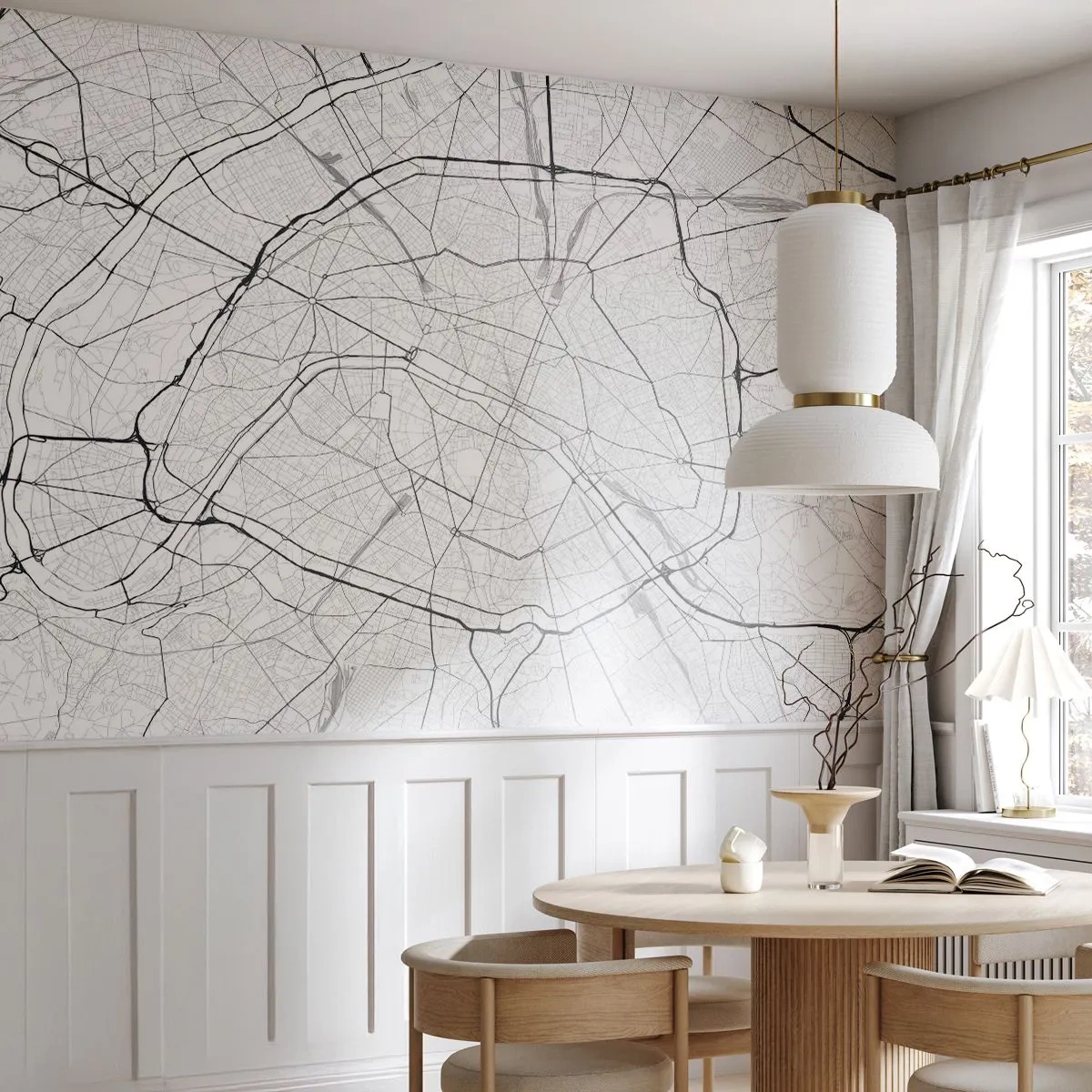 Papel de Parede Autocolante Deluxe Sticker - Flor de Paris - Cidade, Mapa da cidade, Paris - 250x175 cm