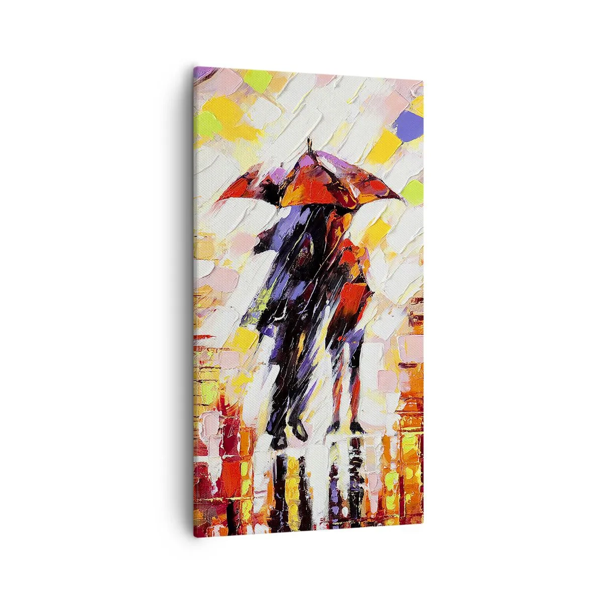 Quadro em tela - Juntos durante a noite e a chuva - 55x100 cm