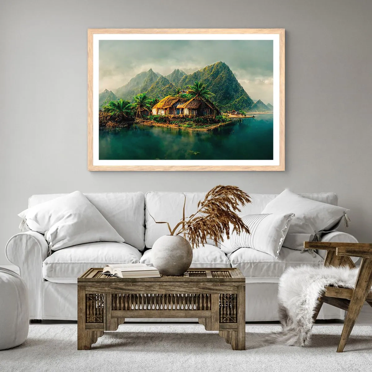 Pôster com moldura de carvalho claro - Paraíso Tropical - 91x61 cm