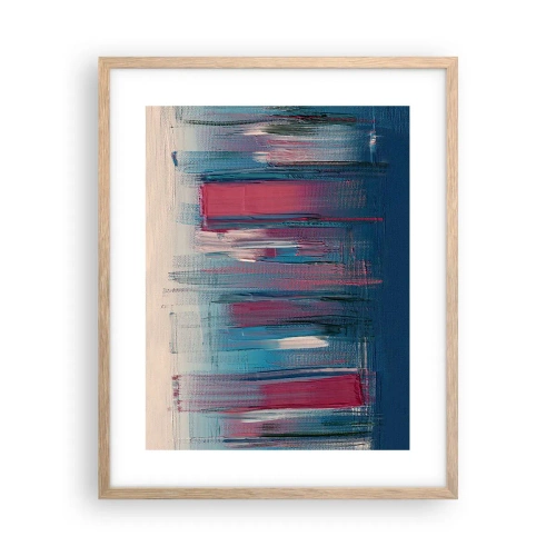 Pôster com moldura de carvalho claro - Composição vertical em azul e vermelho - 40x50 cm