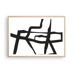 Pôster com moldura de carvalho claro - Projeto preto e branco - 100x70 cm