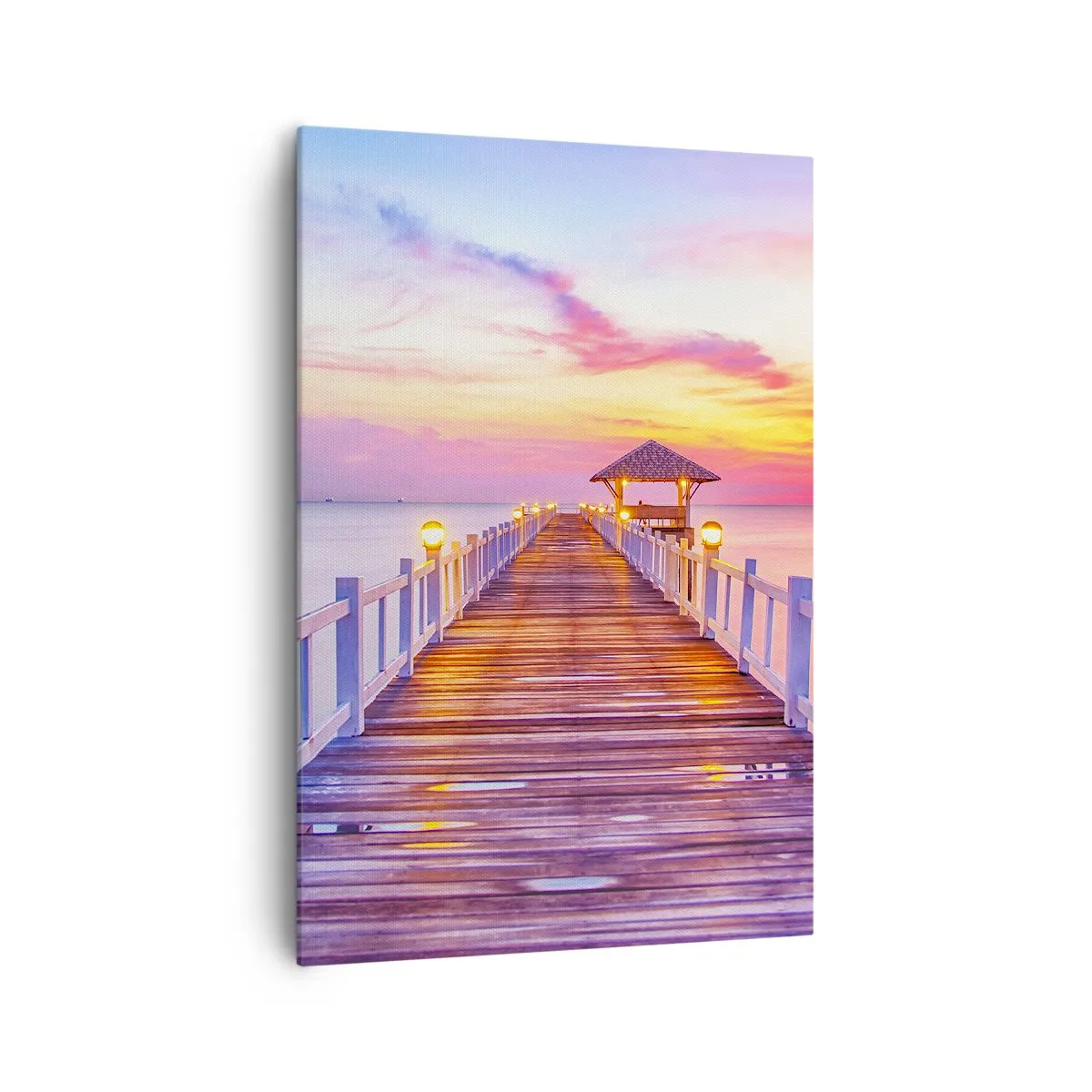 Quadro em tela - O silêncio lilás-dourado da noite - 70x100 cm