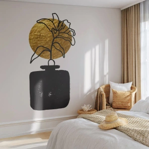 Papel de Parede Autocolante Deluxe Sticker - A beleza vale seu peso em ouro - Vaso, Flores, Minimalismo - 200x140 cm