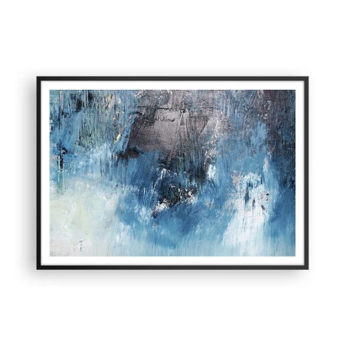 Pôster com moldura preta - Rapsódia em azul - 100x70 cm