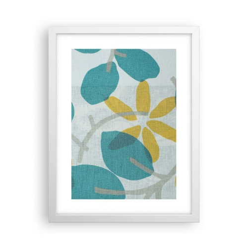 Pôster em moldura branca - Entre as folhas azuis - 30x40 cm