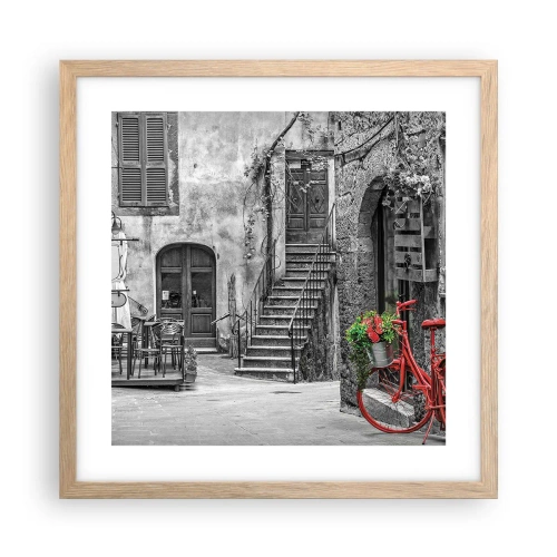 Pôster com moldura de carvalho claro - Beco da Toscana - 40x40 cm