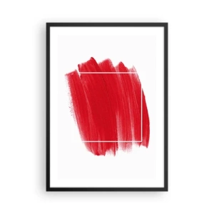 Pôster com moldura preta - Pincel vermelho com contorno branco em estilo minimalista - 50x70cm - Fora do quadro - Decoração de parede moderna para a sala de estar e quarto ARTTOR