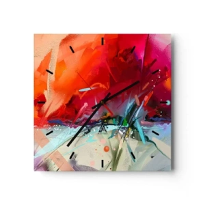 Relógio de parede - Relógio em vidro - Explosão de luzes e cores - 30x30 cm