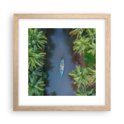Pôster com moldura de carvalho claro - Em uma trilha tropical - 30x30 cm