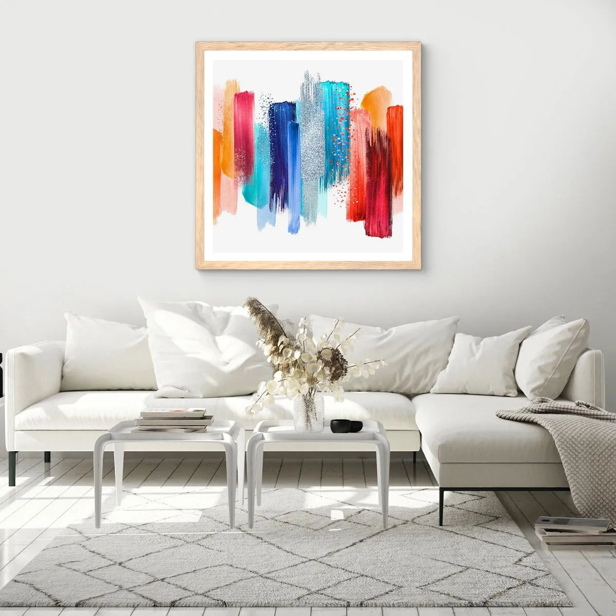 Pôster com moldura de carvalho claro - Para cima e para baixo  - 60x60 cm