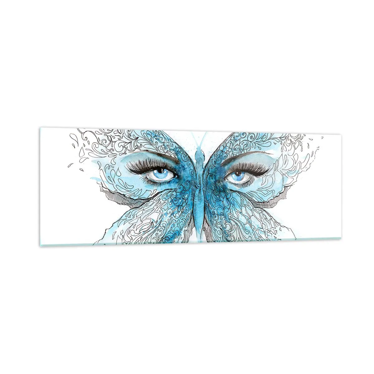 Quadro em vidro - Borboleta eros - 90x30 cm