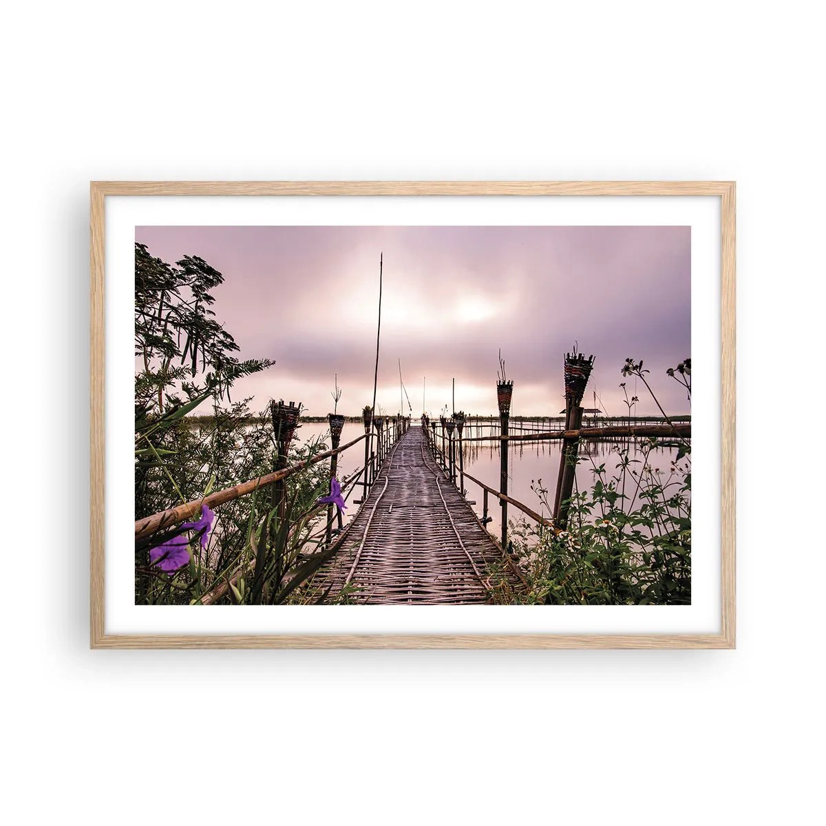 Pôster com moldura de carvalho claro - Paz e tranquilidade da Ásia - 70x50 cm