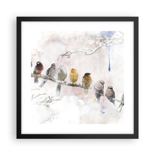 Pôster com moldura preta - Reunião alada - 40x40 cm