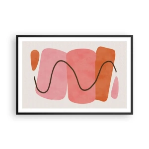 Pôster com moldura preta - Movimento suave de formas - 91x61 cm