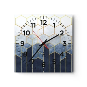 Relógio de parede - Relógio em vidro - Composição em ritmo sincopado - 30x30 cm