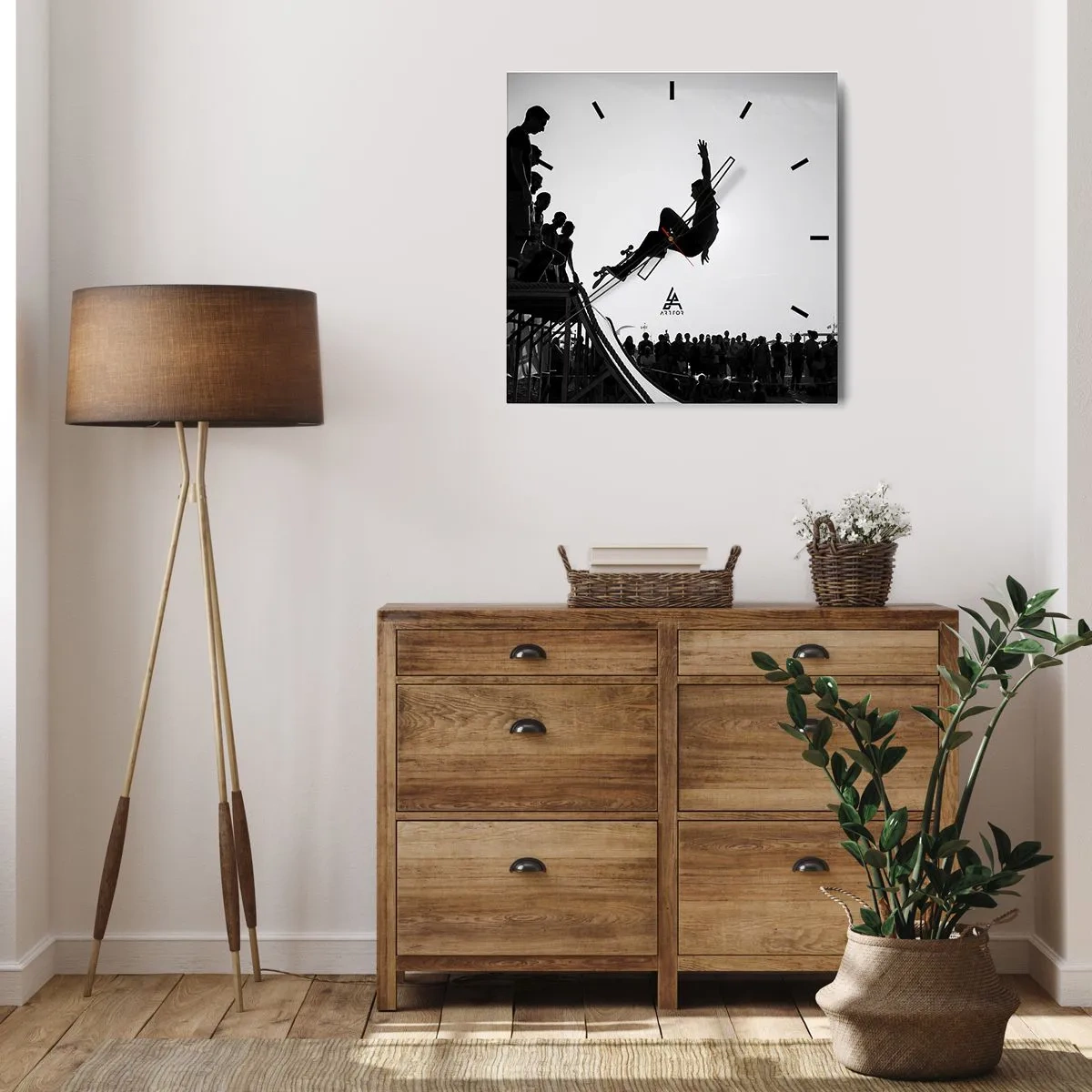 Relógio de parede - Relógio em vidro - Protagonistas e espectadores - 40x40 cm