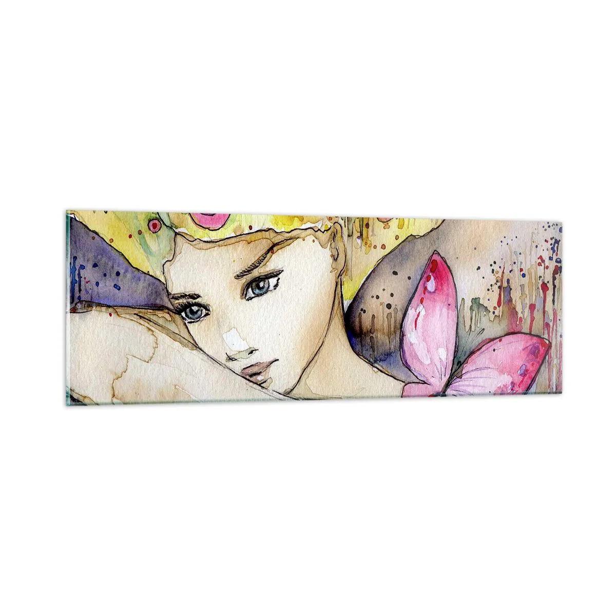 Quadro em vidro - Princesa borboleta - 90x30 cm