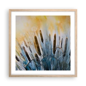 Pôster com moldura de carvalho claro - O frio da água, o calor do sol - 50x50 cm