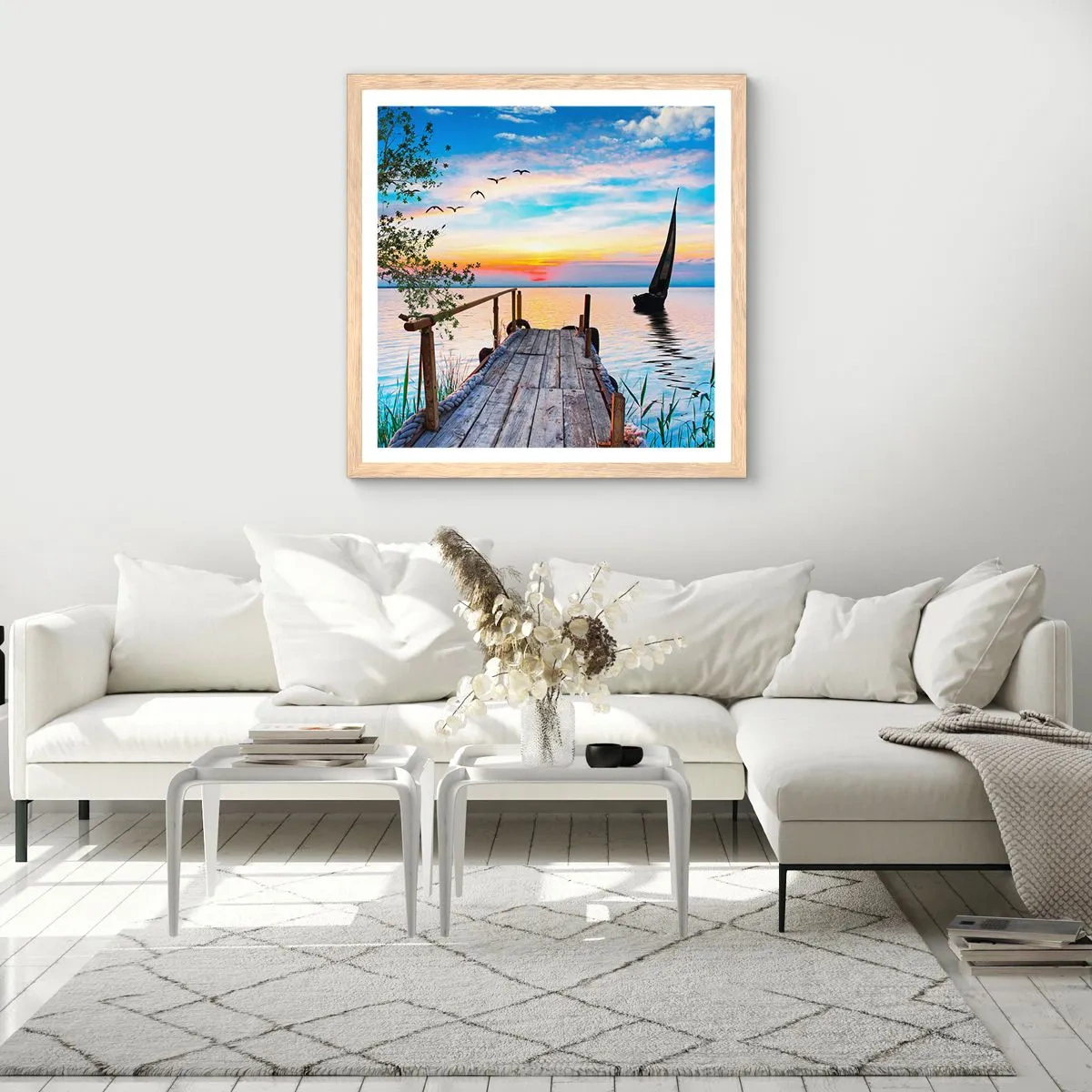 Pôster com moldura de carvalho claro - Boa noite - 60x60 cm