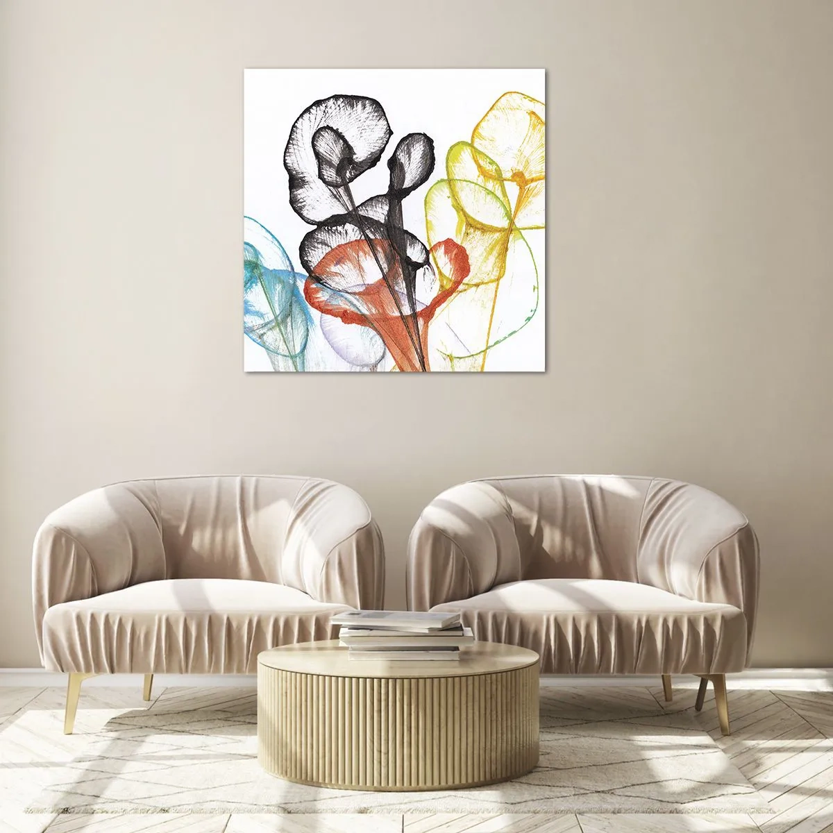 Quadro em vidro - Flores com alma - 50x50 cm