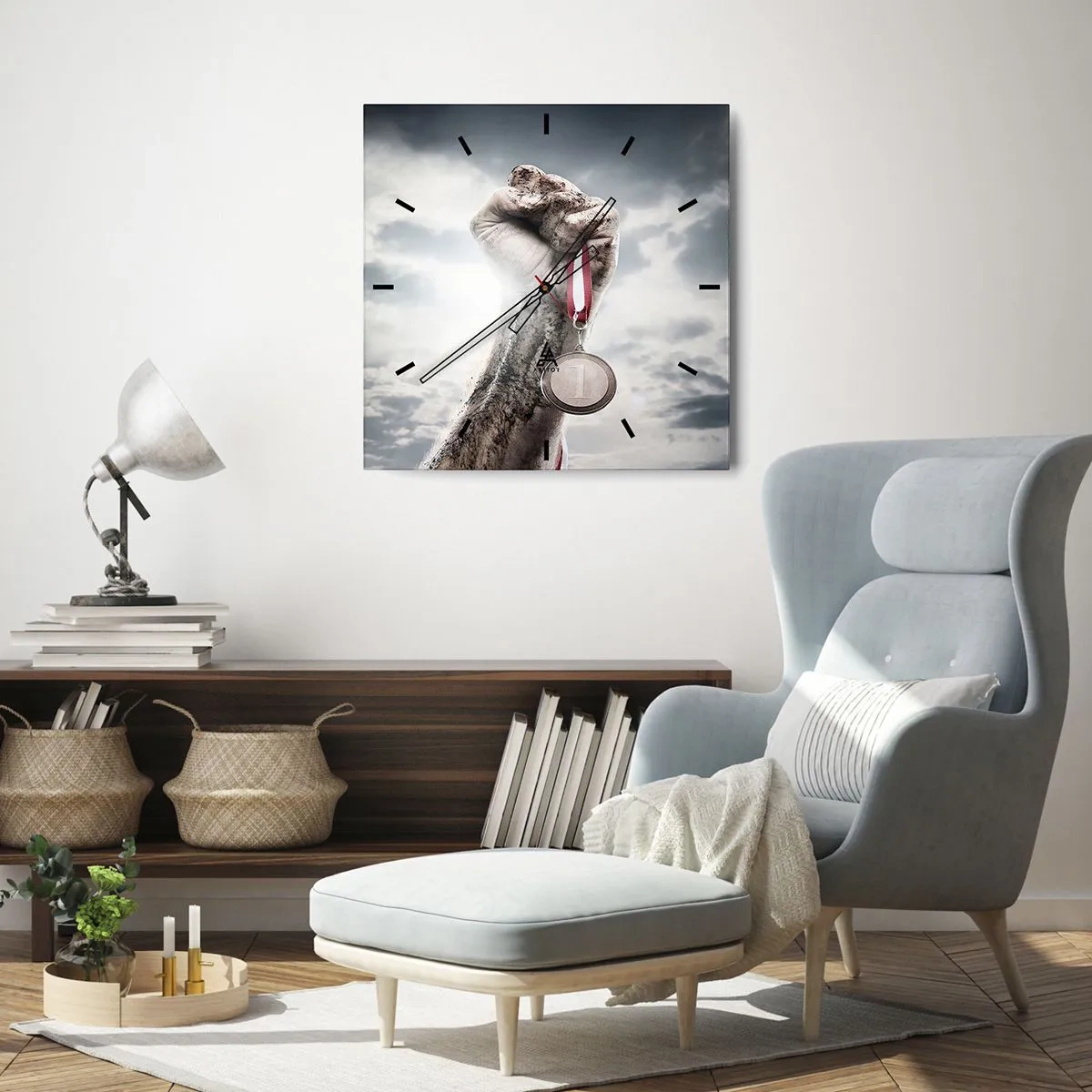 Relógio de parede - Relógio em vidro - Per aspera ad astra - 40x40 cm