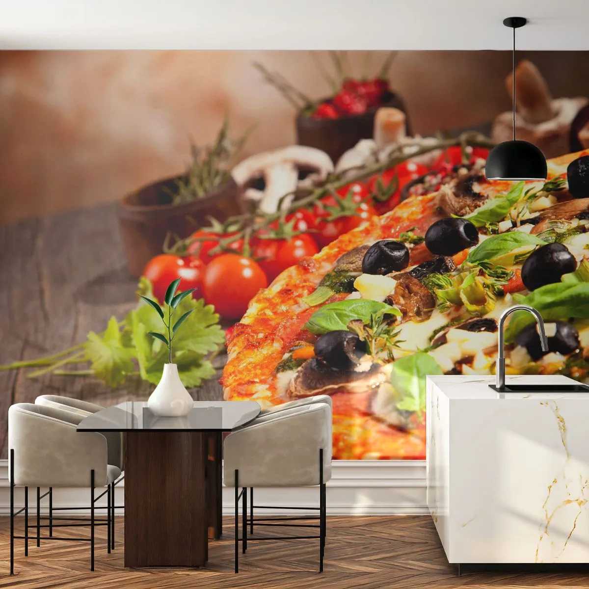 Papel de Parede Premium Canvas - Ingredientes telúricos - Gastronomia, pizza, Itália - 250x175 cm