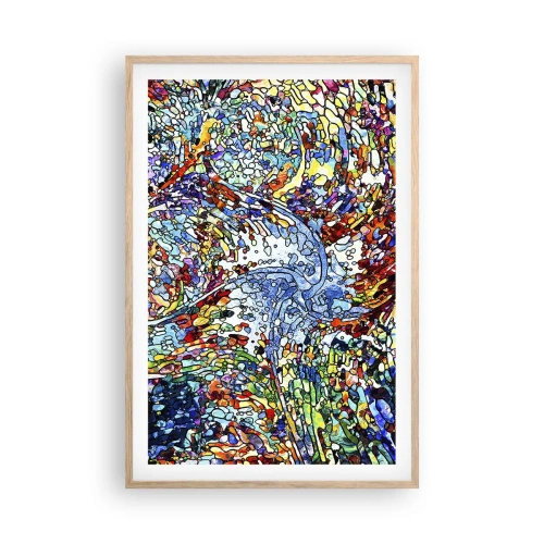 Pôster com moldura de carvalho claro - Vitrais gotejantes - 61x91 cm