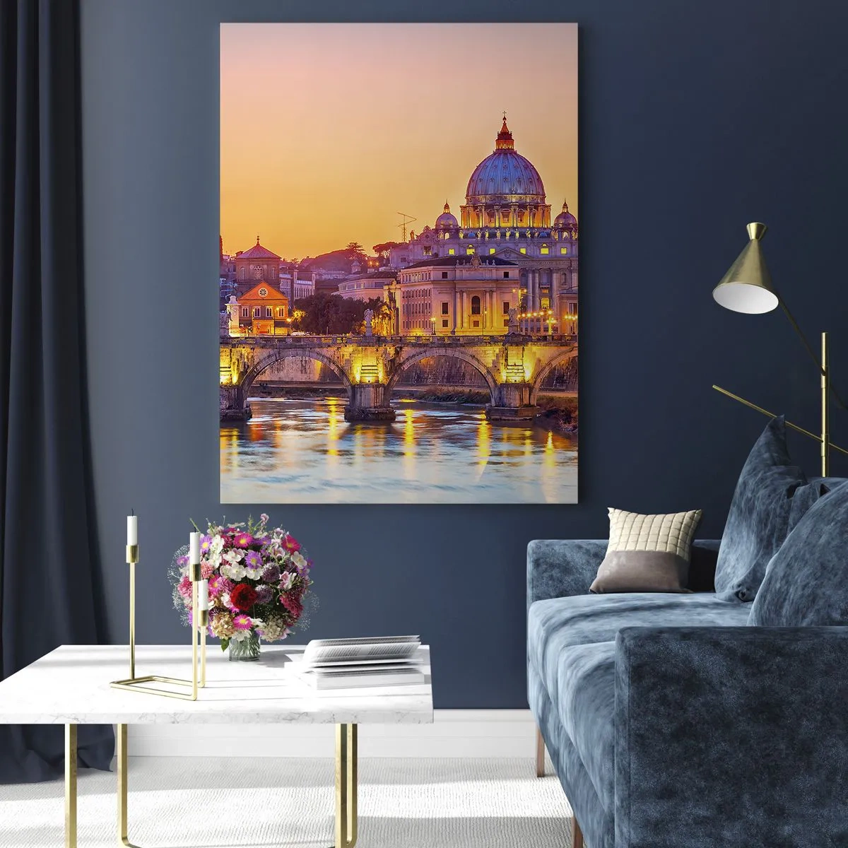 Quadro em vidro - Crepúsculo sobre a Cidade Eterna - 50x70 cm