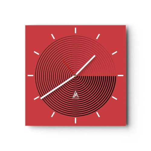 Relógio de parede - Relógio em vidro - Movimento circular - 30x30 cm