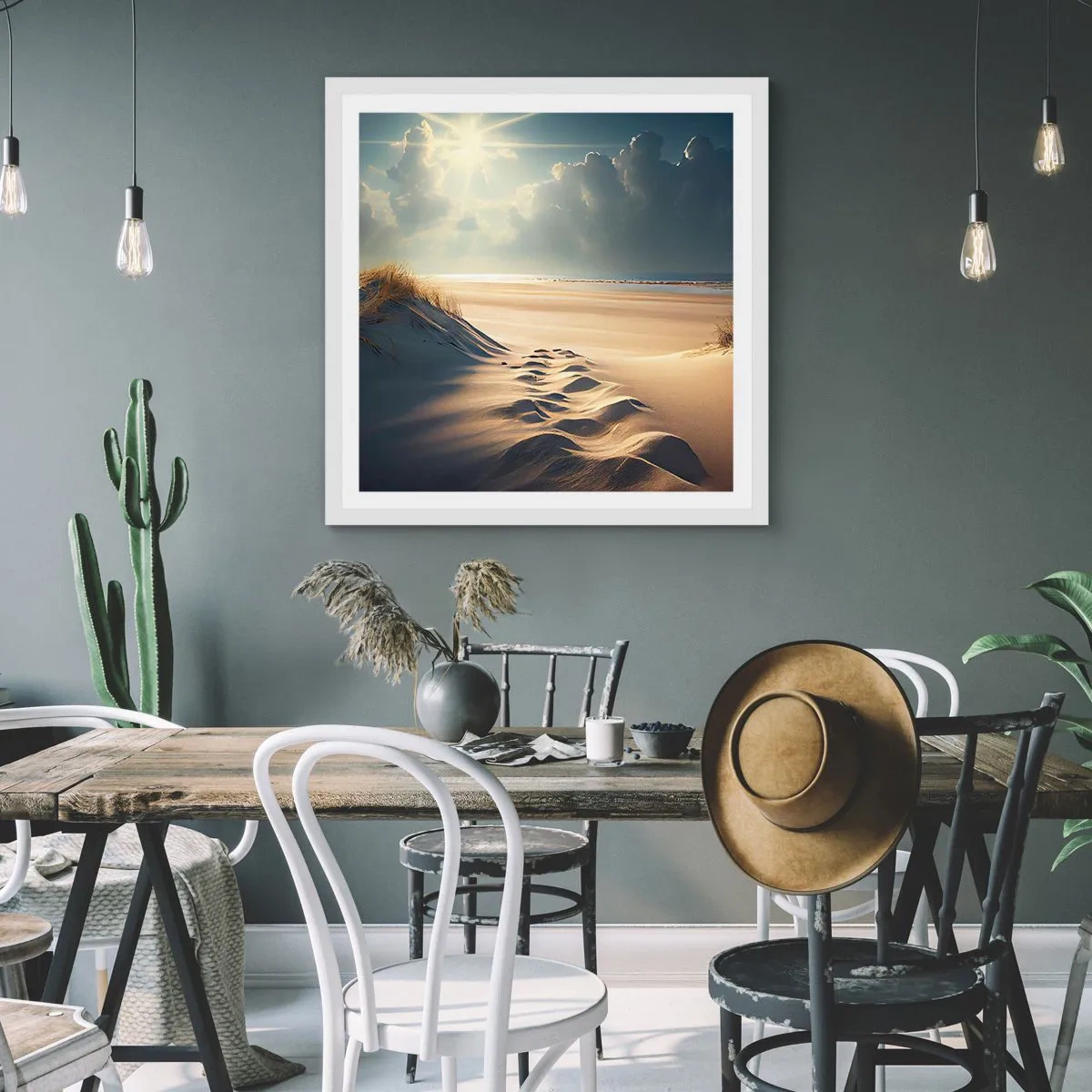 Pôster em moldura branca - Uma paisagem relaxante - 60x60 cm