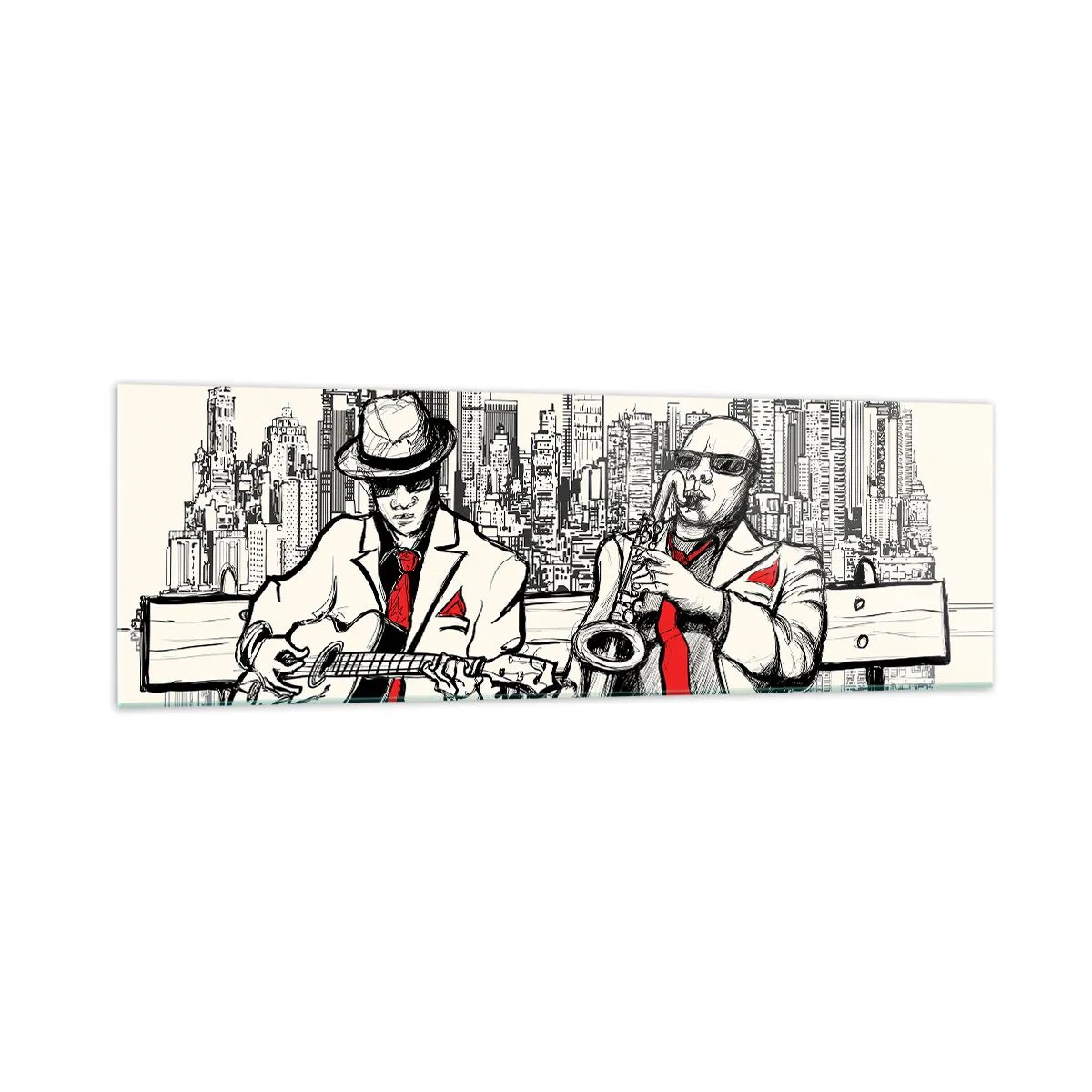 Quadro em vidro - Improvisação nova-iorquina - 160x50 cm