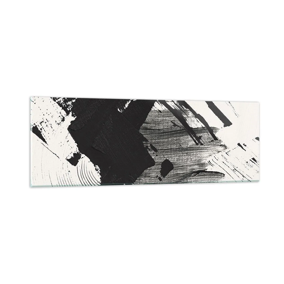 Quadro em vidro - Abstração – expressão do preto - 90x30 cm