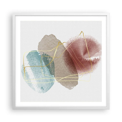 Pôster em moldura branca - Corais espaciais - 60x60 cm