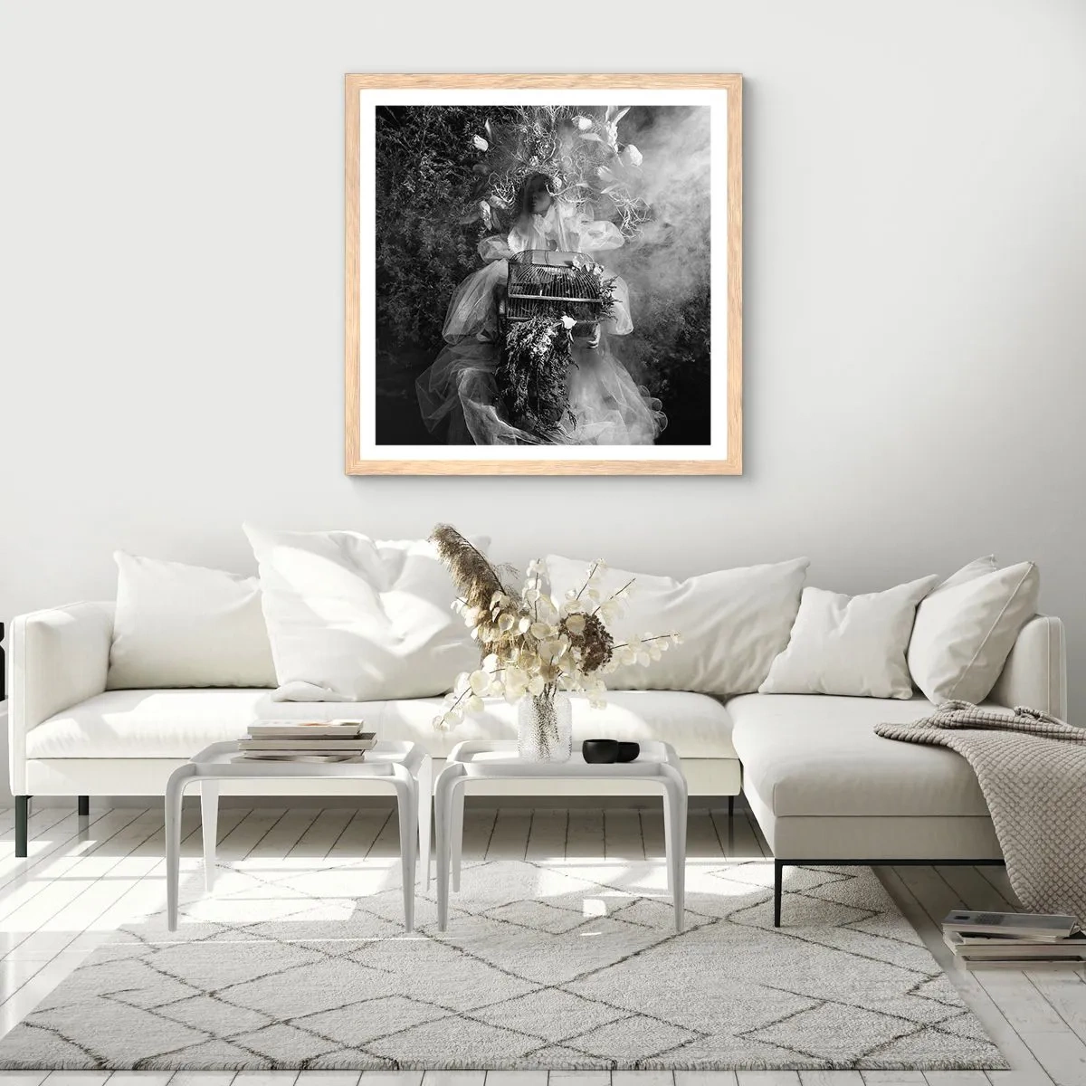 Pôster com moldura de carvalho claro - A própria mãe – natureza - 40x40 cm