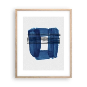 Pôster com moldura de carvalho claro - Composição azul-negra - 40x50 cm