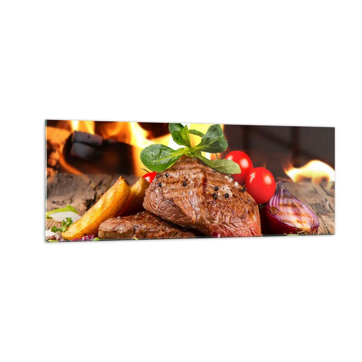 Quadro em vidro - Feito com brasas - 140x50 cm