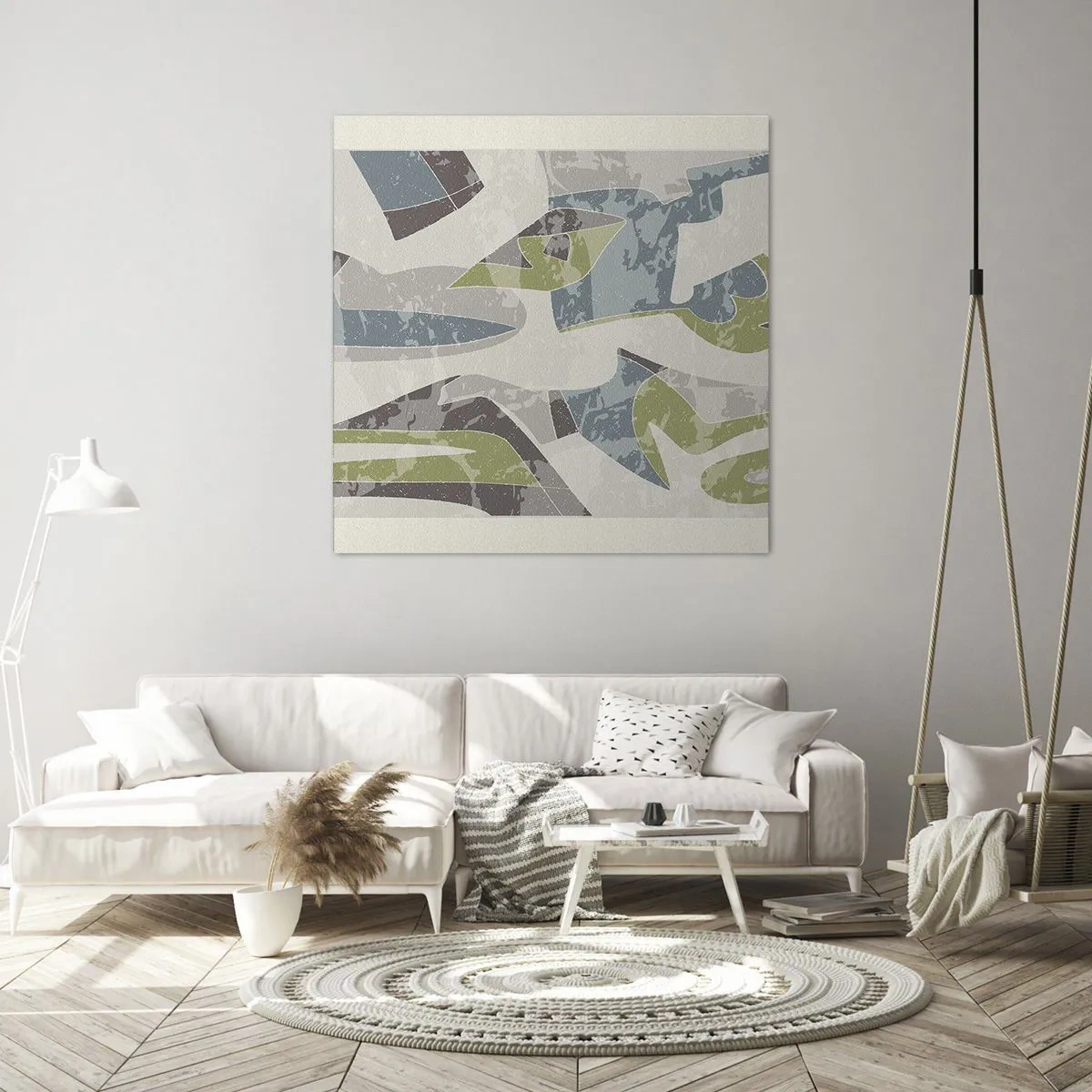 Quadro em tela - Composição atrás do vidro - 50x50 cm