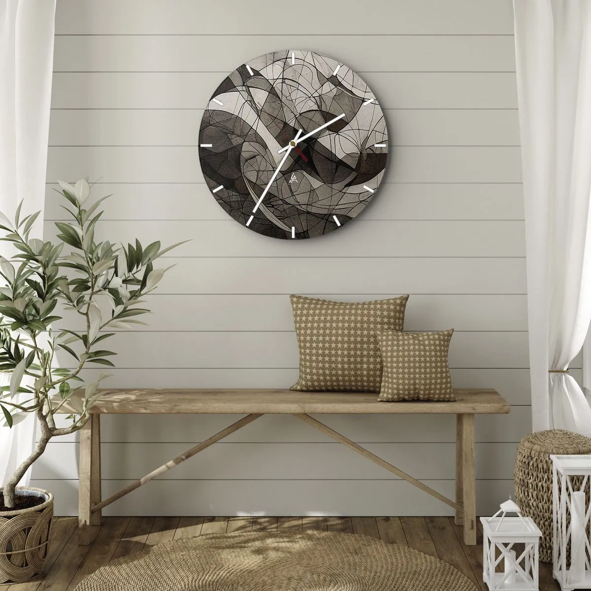 Relógio de parede - Relógio em vidro - Circulação das cores da terra - 30x30 cm