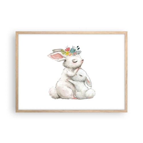 Pôster com moldura de carvalho claro - Nada melhor do que amor de mãe - 70x50 cm