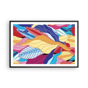 Pôster com moldura preta - Bagunça colorida - 91x61 cm