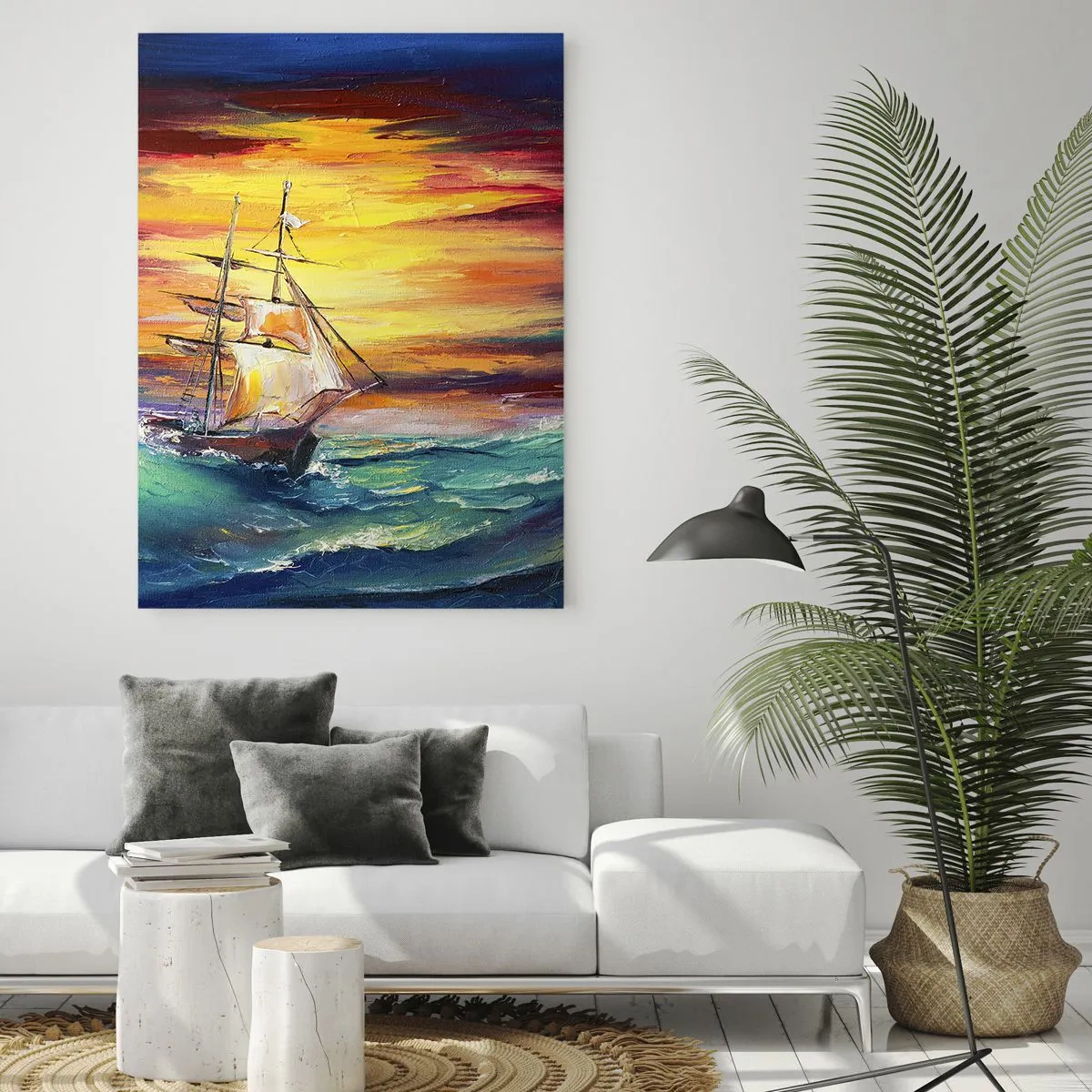 Quadro em vidro - Corajosamente contra as ondas - 50x70 cm