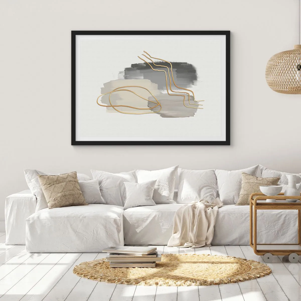 Pôster com moldura preta - Duração e movimento - 100x70 cm