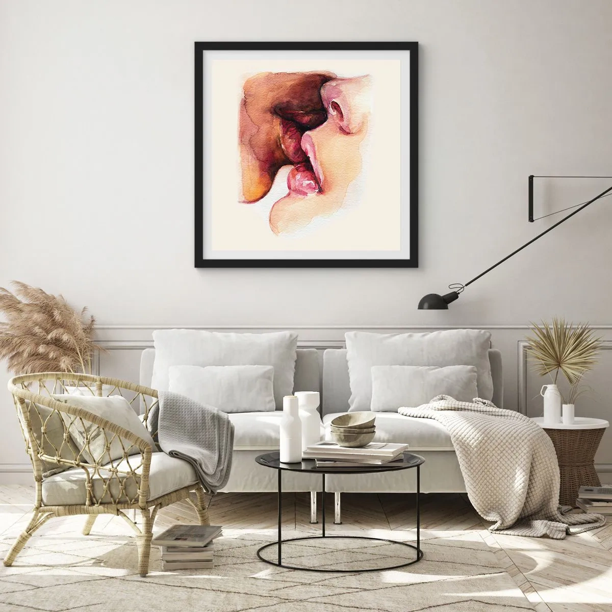 Pôster com moldura preta - Como a noite e o dia, a terra e o céu - 40x40 cm