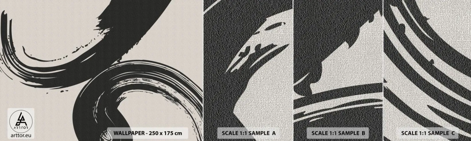 Amostra de papel de parede Premium Canvas - Varrer e circular - Pedaço, Escovar, Minimalismo - 100x30 cm