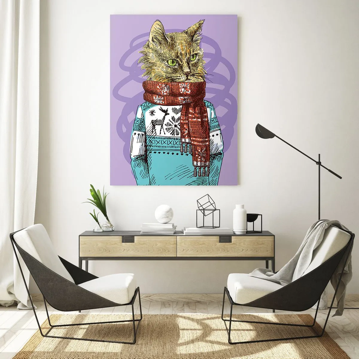 Quadro em vidro - Gato não só de botas - 50x70 cm