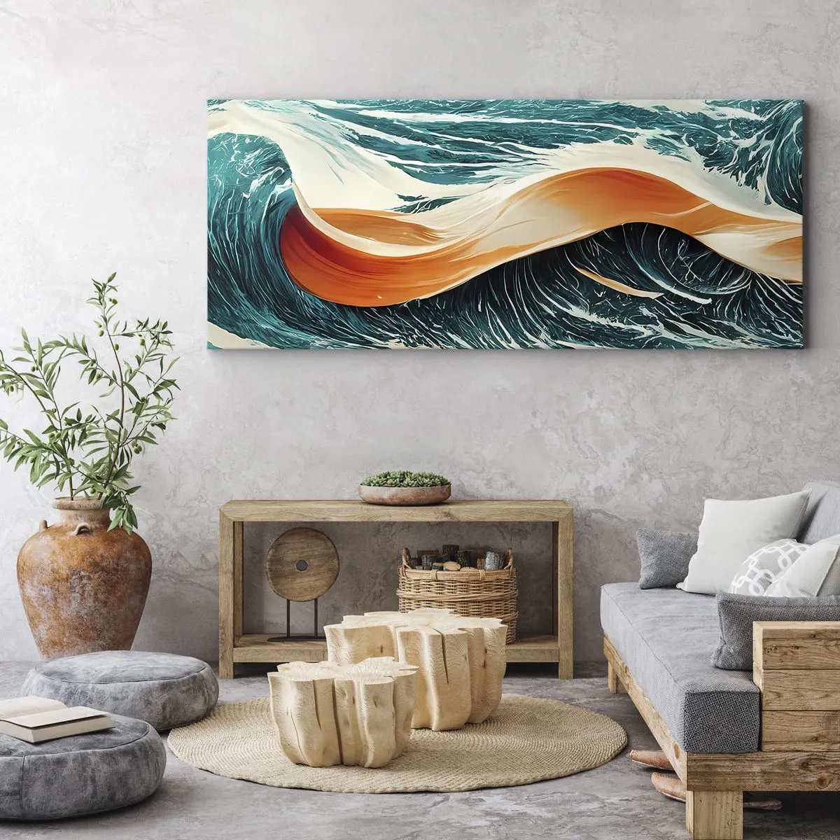 Quadro em tela - O sonho de um surfista - 100x40 cm