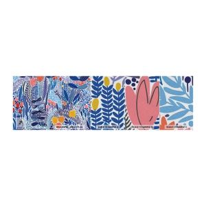 Amostra de papel de parede Premium Sand - Jardim Havaiano - Flores, Folhas, Prado - 100x30 cm