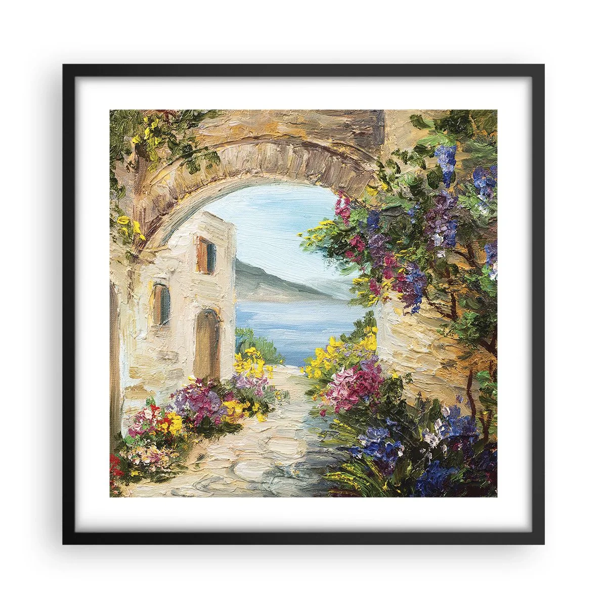 Pôster com moldura preta - O encanto da província costeira - 50x50 cm